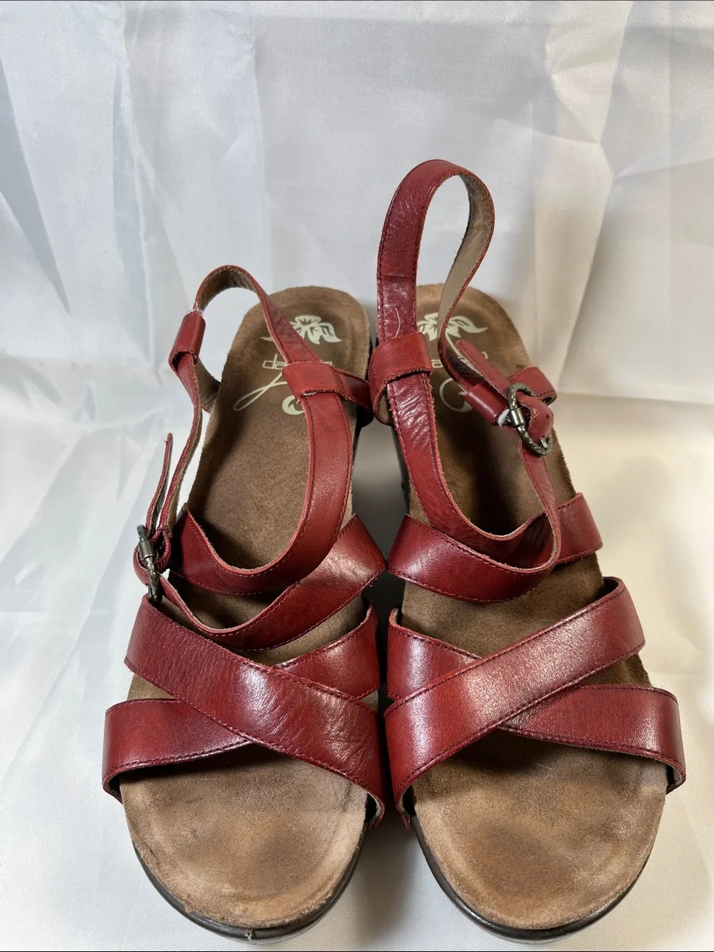 Dansko Red Leather Slingback Wedge Sandals size 11-11 1/2